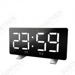 Mirror Digital Display LED Snooze Alarm Clock USB Time Night Mode Clock