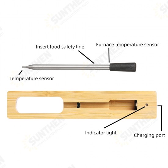 Smart Wireless Bluetooth Barbecue Thermometer Food Temperature- 40 ~ 85 ℃/Furnace Temperature Measurement 0 ~ 275 ℃ for Android 8.0 and IOS