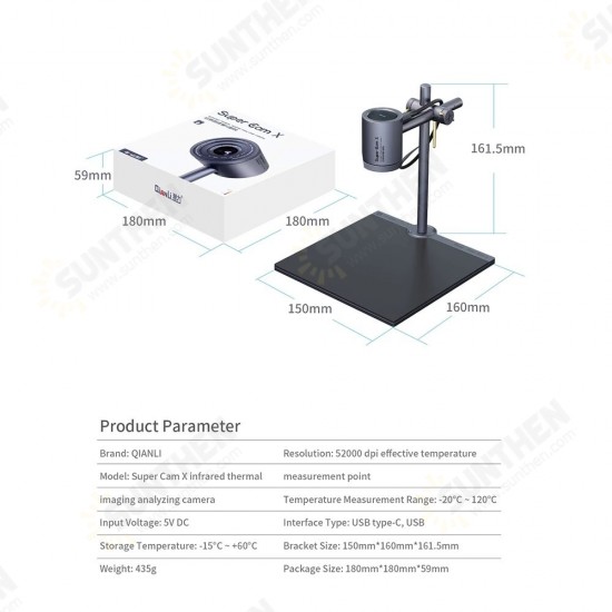 Super Cam X 3D Infrared Thermal Imager Camera -20℃~120℃ Mobile Phone PCB Troubleshoot Motherboard Repair Fault Diagnosis Instrument