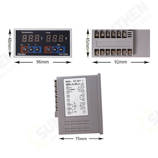 THE-2000 0~400℃ Intelligent Digital Display Temperature Time Controller for Hot Stamping Machine Oven K Type Thermocouple Relay Output