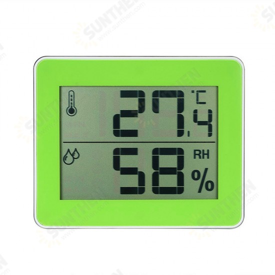 TS-E01 Digital Display Thermometer Hygrometer 0℃-50℃ Thermometer Black/White/Yellow-green Desk Thermometer