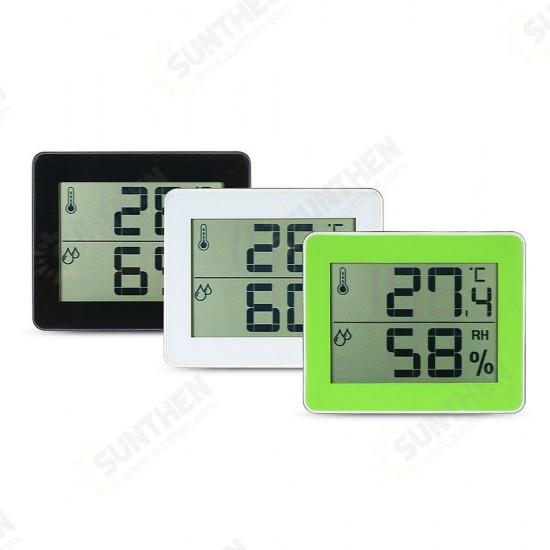 TS-E01 Digital Display Thermometer Hygrometer 0℃-50℃ Thermometer Black/White/Yellow-green Desk Thermometer