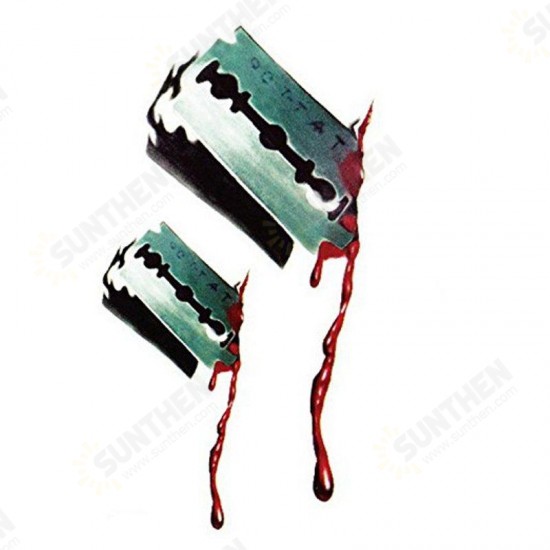 10Pcs Halloween Blade Horror Wound Lifelike Bloodstain Scar Stickers