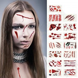 10Pcs Halloween Horror Fidelity Blood Scarring Tattoo Paste Personality 10Pcs Halloween Horror Fidelity Blood Scarring Tattoo Paste Personality