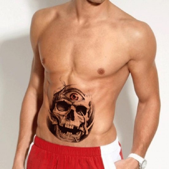 5pcs Halloween 3D CrossBones Big Eyes Horror Tattoo Sticker Skull Body Art Decal Makeup Temporary