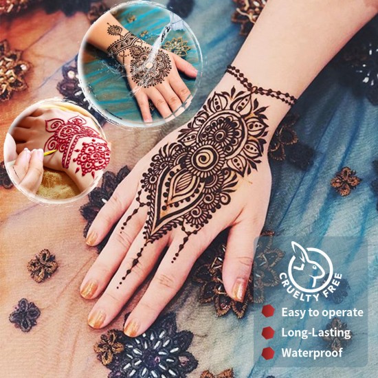 Five language stickers Indian henna tattoo hand-painted paste set