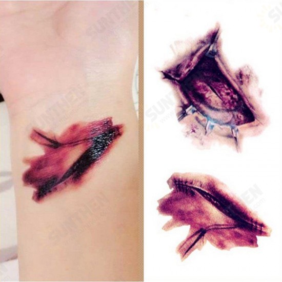 Halloween Fake Scab Scary Makeup Zombie Scars Tattoos Terror Wound Scary Bloody Sticker