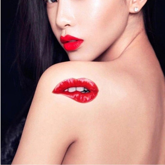 Halloween Red lips Make Up Tattoo Stickers The Ultimate Temptation