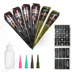 Temporary Tattoo Cones Kit Paste Conesl Sticker Body Art Tattoo Stickers Stencil Cones Applicator Fles Plastic Nozzle Temporary Tattoo Cones Kit Paste Conesl Sticker Body Art Tattoo Stickers Stencil Cones Applicator Fles Plastic Nozzle
