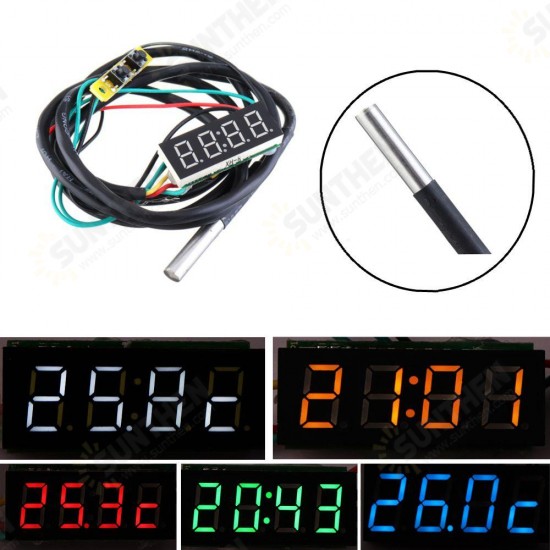 0.36 Inch 3-in-1 Time + Temperature + Voltage Display DC7-30V Voltmeter Electronic Watch Clock Digital Tube