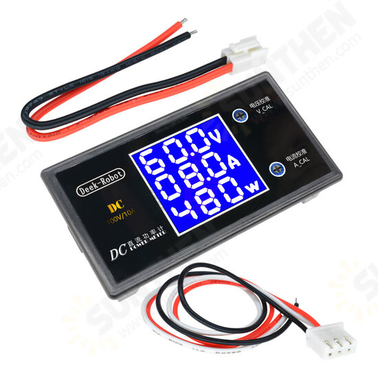 2pcs Digital DC 0-100V 0-10A 250W Tester DC7-12V LCD Digital Display Voltage Current Power Meter Voltmeter Ammeter Amp