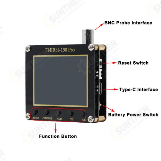 138 PRO Handheld Digital Oscilloscope 2.5MSa/s 200KHz Analog Bandwidth Support AUTO 80Khz PWM and Firmware Update without Battery