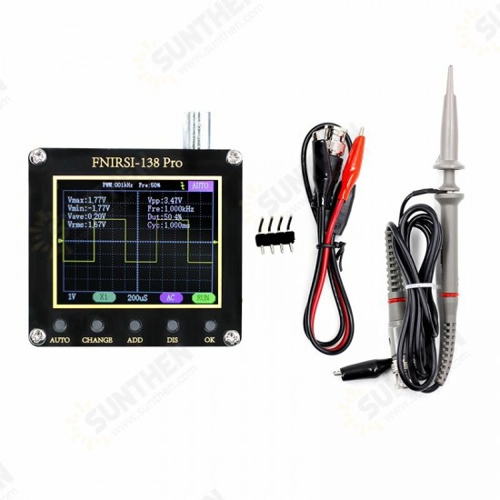 138 PRO Handheld Digital Oscilloscope 2.5MSa/s 200KHz Analog Bandwidth Support AUTO 80Khz PWM and Firmware Update without Battery