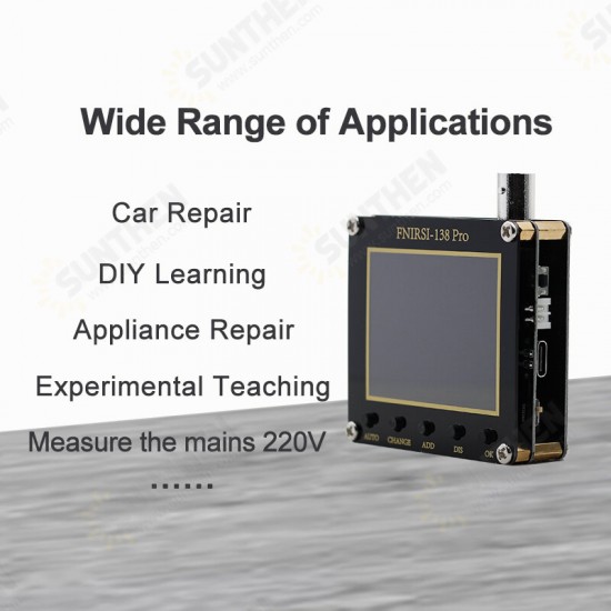 138 PRO Handheld Digital Oscilloscope 2.5MSa/s 200KHz Analog Bandwidth Support AUTO 80Khz PWM and Firmware Update without Battery