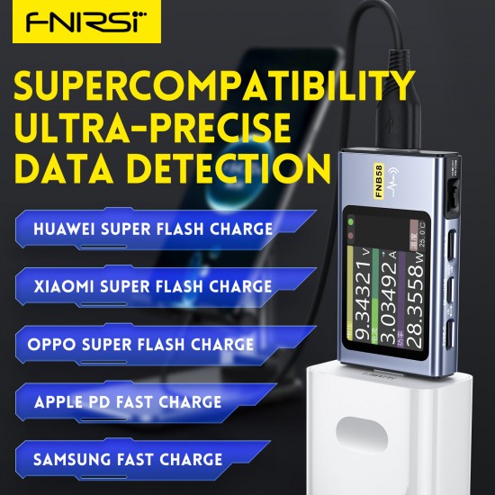 FNB5B USB QC/PD Voltage and Current Meter Tester Type-C Multi-functional Fast Charging Tester HD Screen Display