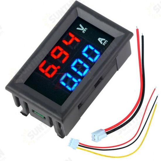 Mini Digital Voltmeter Ammeter DC 100V 10A Voltmeter Current Meter Tester Blue+Red Dual LED Display