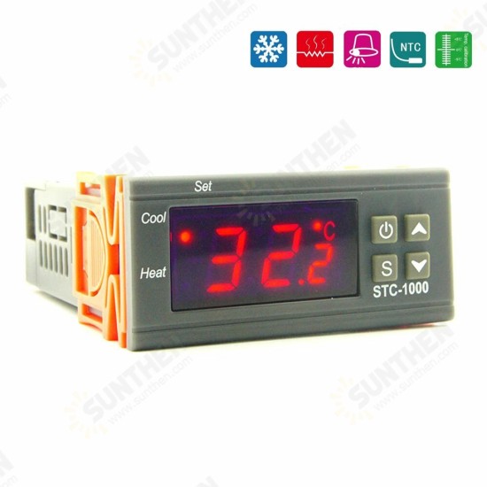 STC-1000 110V/220V/12V/24V 10A 2 Relay Output LED Digital Temperature Controller Thermostat Incubator With Sensor Heater And Cooler