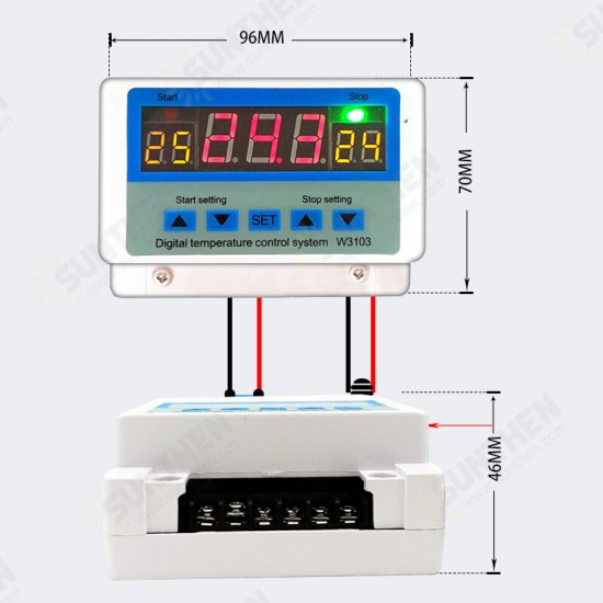 W3103 Digital Thermostat High Power 30A Automatic Adjustable Temperature Controller Switch 12V24V220V