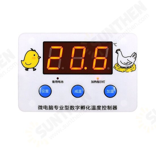 XH-W1320 DC 12/24V Professional Digital Display Incubation Thermostat Egg Hatching Temperature Control with Backup Power Supply