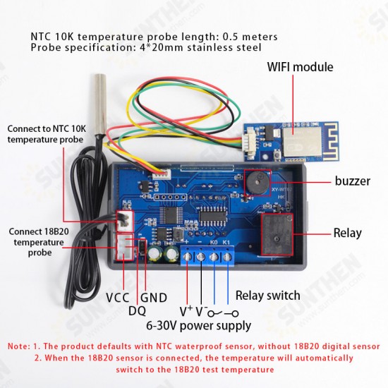 XY-WT02 WIFI Remote Digital Thermostat High Precision Temperature Controller Module Cooling and Heating APP Temperature Collection