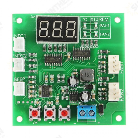 DC 12V 24V 48V 2 Way Cooling PWM 4 Wire Fan Temperature Controller Temperature Speed Display