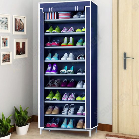 10 Tier DIY Shoe Rack Portable Storage Cabinet Organiser Wardrobe Dustproof