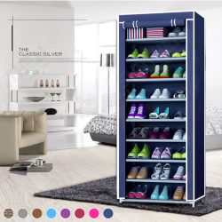 10 Tier DIY Shoe Rack Portable Storage Cabinet Organiser Wardrobe Dustproof