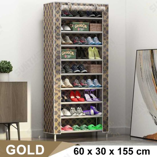 10 Tier DIY Shoe Rack Portable Storage Cabinet Organiser Wardrobe Dustproof