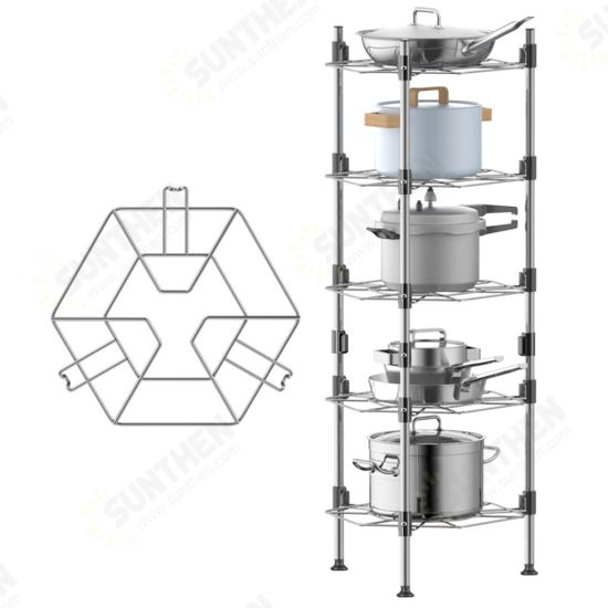 1/2/3/4/5 Layers Tier Stainless Steel Kitchen Storage Shelf Rack Pan Stand Pot Holder Rack Multi-Functional Floor Storage Shelf