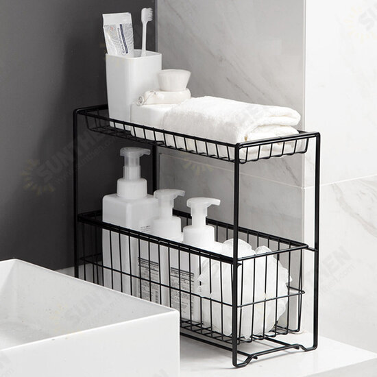 2 Tier Kitchen Cabinet Organizer Slides Under Holder Storage Rack Shelf Basket