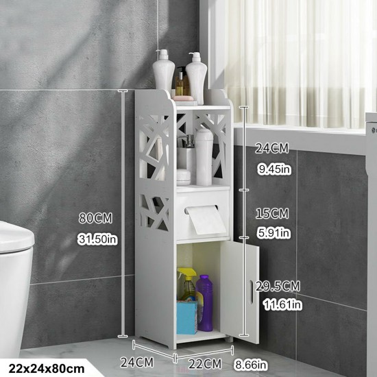 22x24x80cm Bathroom Floor Standing Storage Cabinet Washbasin Shower Corner Shelf