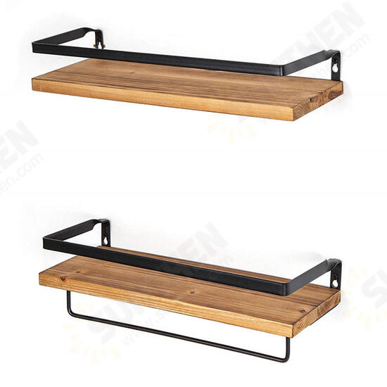 2PCS Wall Shelf Floating Wood Storage Shelf Rack Storage Kitchen Bathroom