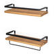 2PCS Wall Shelf Floating Wood Storage Shelf Rack Storage Kitchen Bathroom