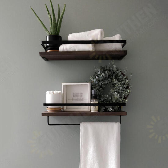 2PCS Wall Shelf Floating Wood Storage Shelf Rack Storage Kitchen Bathroom