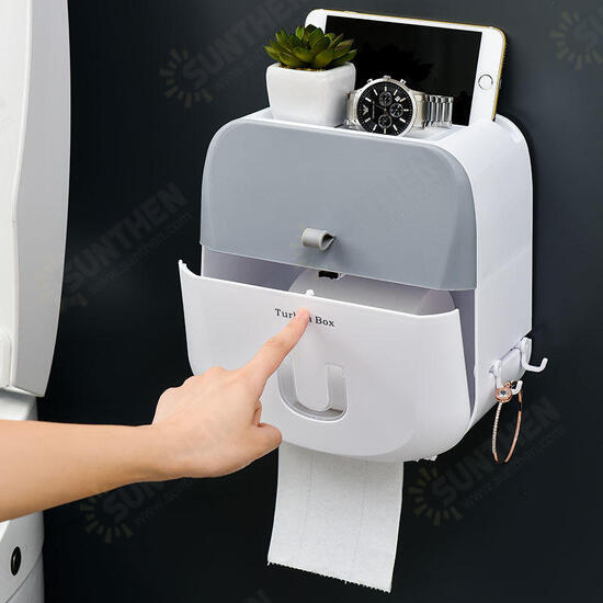 3 Colors Toilet Tray Roll Paper Tissue Holder Waterproof Wall Mounted Storage Box Shelf