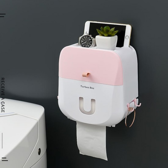 3 Colors Toilet Tray Roll Paper Tissue Holder Waterproof Wall Mounted Storage Box Shelf