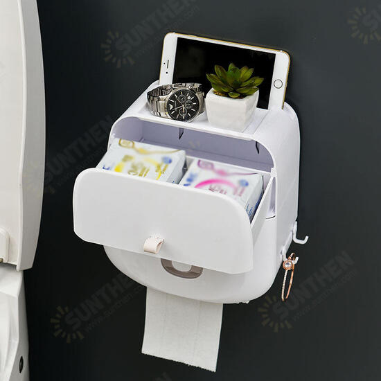 3 Colors Toilet Tray Roll Paper Tissue Holder Waterproof Wall Mounted Storage Box Shelf