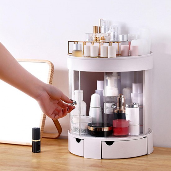 3 Layer Transparent Door Desktop Makeup Cosmetic Organizer Storage Bag Drawer