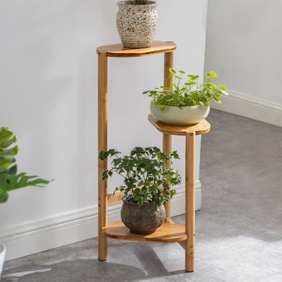 3-Tier Corner Wooden Plant Stand Garden Flower Pot Holder Display Rack Shelves