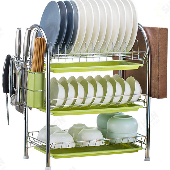 3 Tiers Dish Plate Cup Drying Rack Organizer Drainer Storage Holder For Kitchen