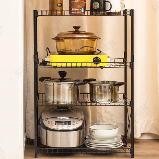 3/4 Kitchen Storage Rack Floor Multi-layer Storage Rack Household Steel Frame Basket Storage Rack Shelf