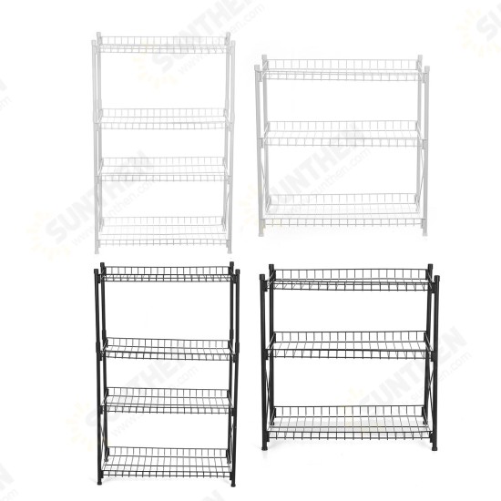 3/4 Kitchen Storage Rack Floor Multi-layer Storage Rack Household Steel Frame Basket Storage Rack Shelf