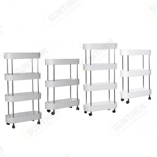 3/4 Layers Slim Storage Cart Mobile Shelving Unit Organizer Slide Out Storage Rolling Utility Cart Racks For Kitchen Bathroom