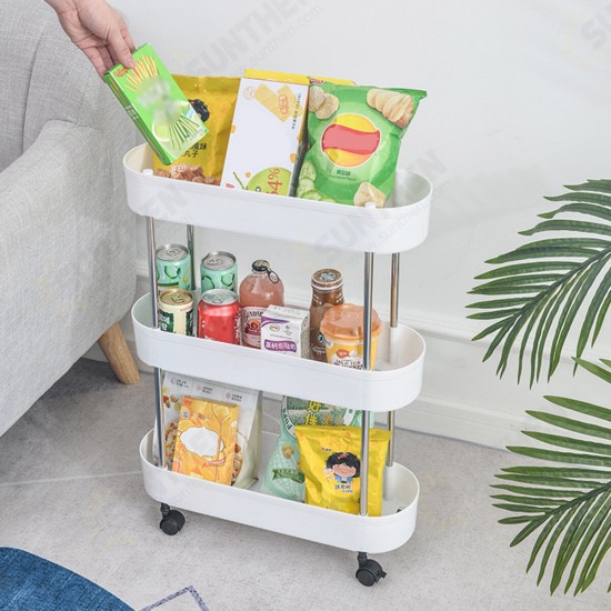 3/4 Layers Slim Storage Cart Mobile Shelving Unit Organizer Slide Out Storage Rolling Utility Cart Racks For Kitchen Bathroom