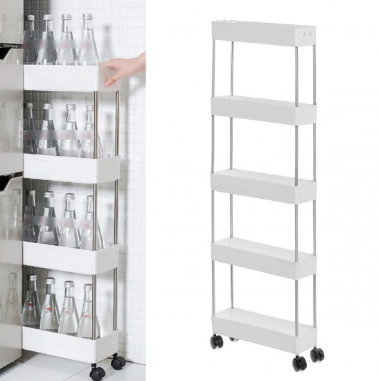 3/4/5 Layers Storage Rack Shelf Organizer Slim Space Saving Wheels Kitchen
