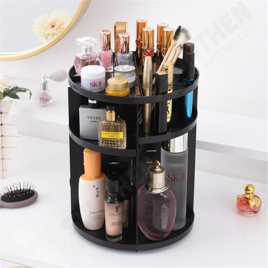 360 Degree Rotating Makeup Organizer Box Transparent Acrylic Brush Holder Jewelry Makeup Organizer Cosmetic Beauty Storage Box