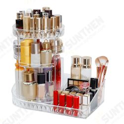 360 Degree Rotation Transparent Tabletop Acrylic Cosmetic Rotating Makeup Organizer Spinning Rack Large Capacity