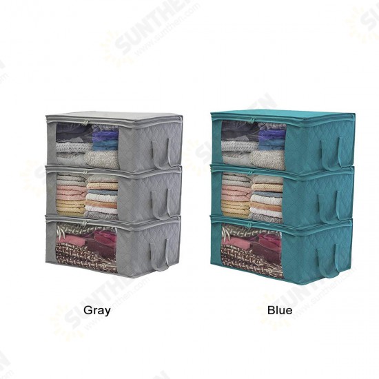 3PCS Foldable Clothes Storage Boxes Bags Ziped Organizers Closet Wardrobe