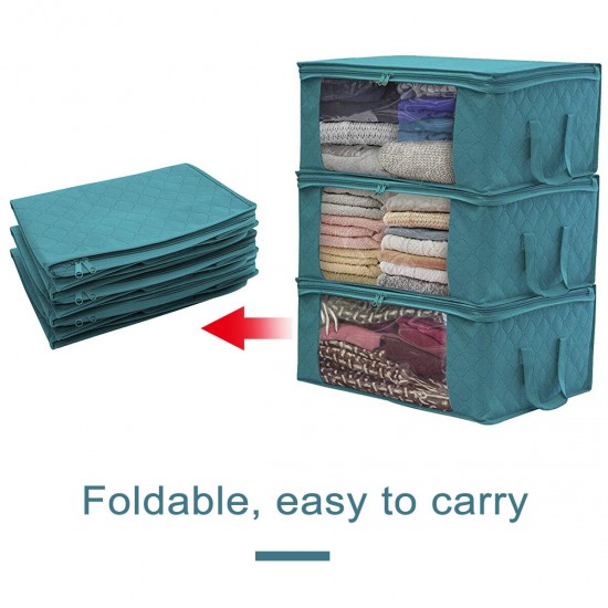3PCS Foldable Clothes Storage Boxes Bags Ziped Organizers Closet Wardrobe