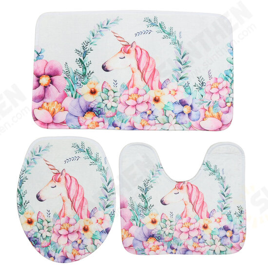 3Pcs Bath Mat Set Non Slip Pedestal Mat Toilet Bathroom Rug Memory Foam Design